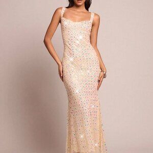 Apricot Casual Women's Sequin Mermaid Sparkly Crystal Dress